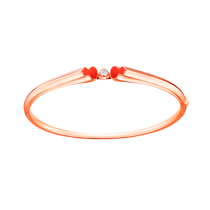 Wulu bangle in 18K rose gold with diamonds and red HyCeram®