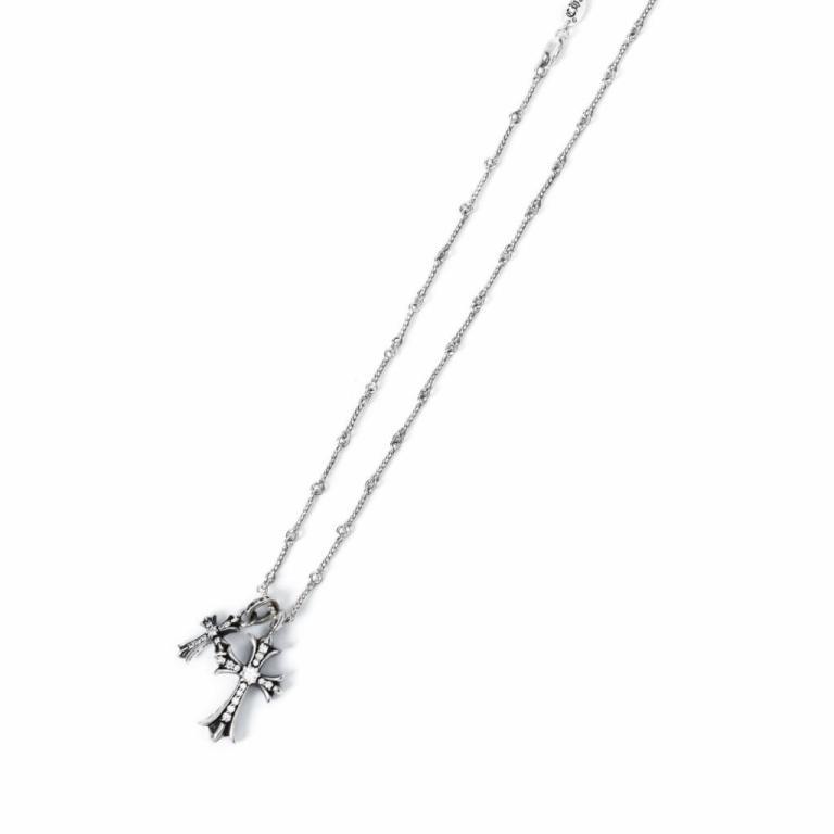 SMALL CROSS AND BABYFAT CHARM NECKLACE WITH DIAMONDS