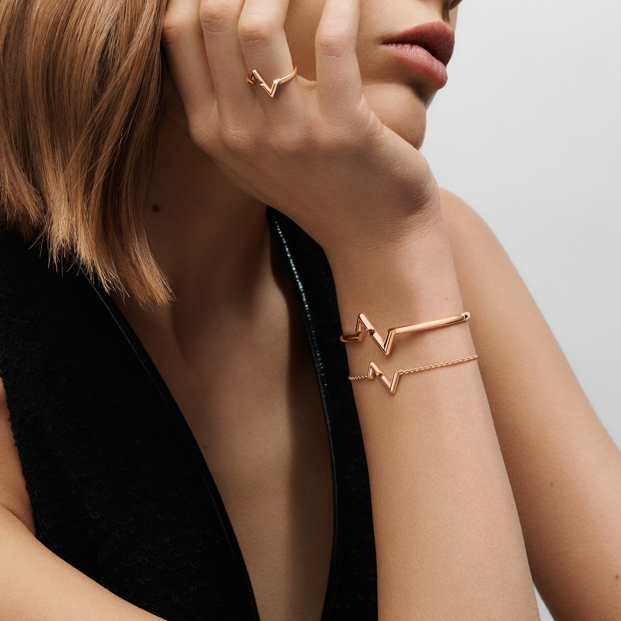 Volt Upside Down Bracelet, Pink Gold