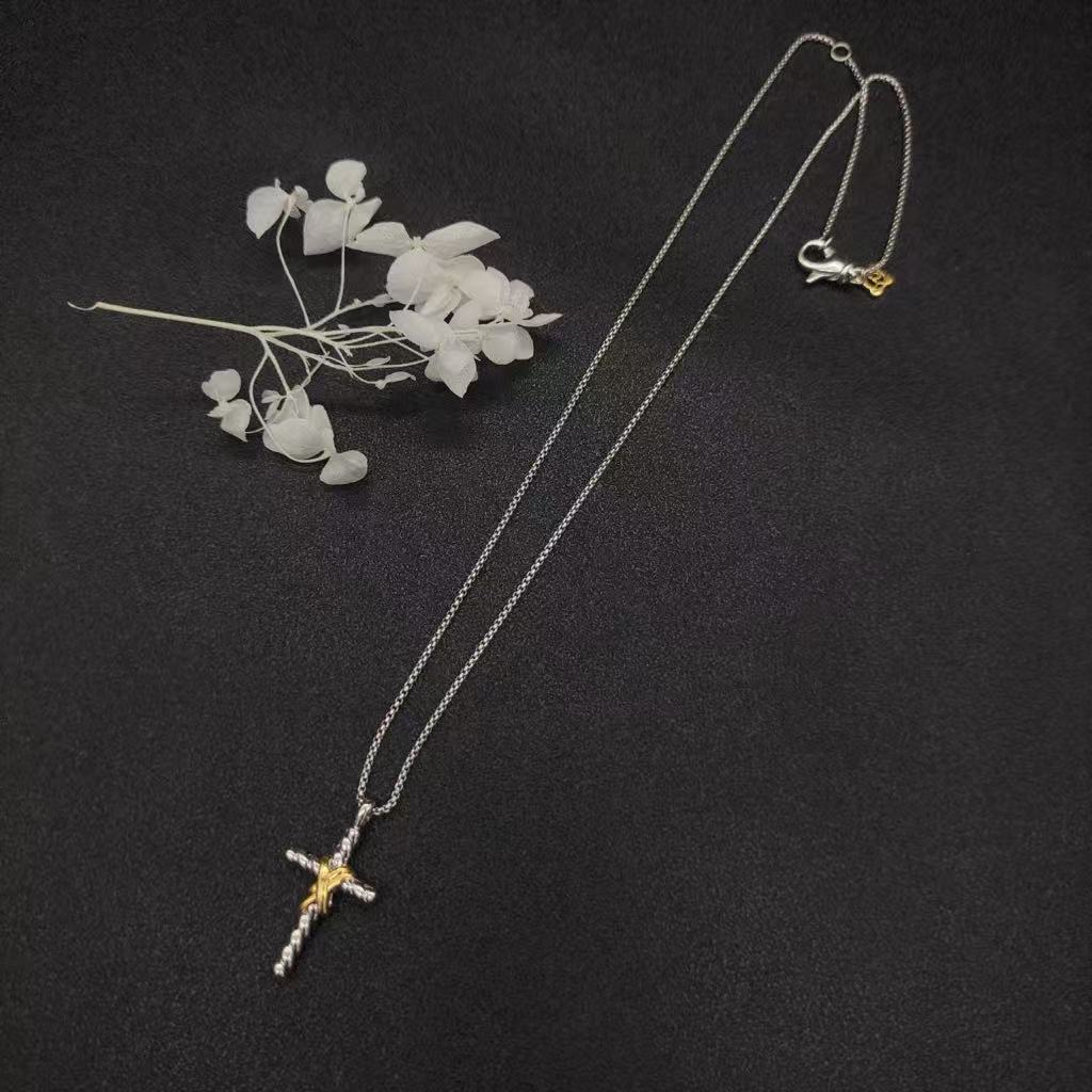 X Cross Pendant Sterling Silver with 18K Yellow Gold