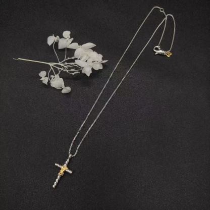 X Cross Pendant Sterling Silver with 18K Yellow Gold