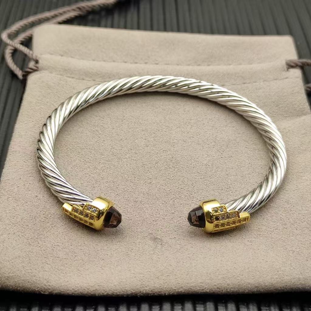 Cable Bracelet with Amethyst & Diamond Accents  5mm