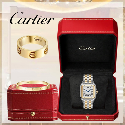 3‑Piece Carthttier Stack – Panthère, Yellow Gold Love Bracelet & Ring