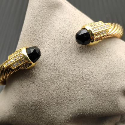 7mm Cable Bracelet with Black  & Diamond Accents