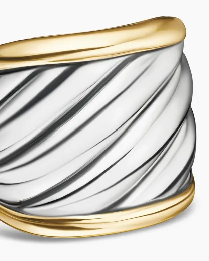 Sculpted Cable Saddle Ring Sterling Silver with 18K Yellow Gold