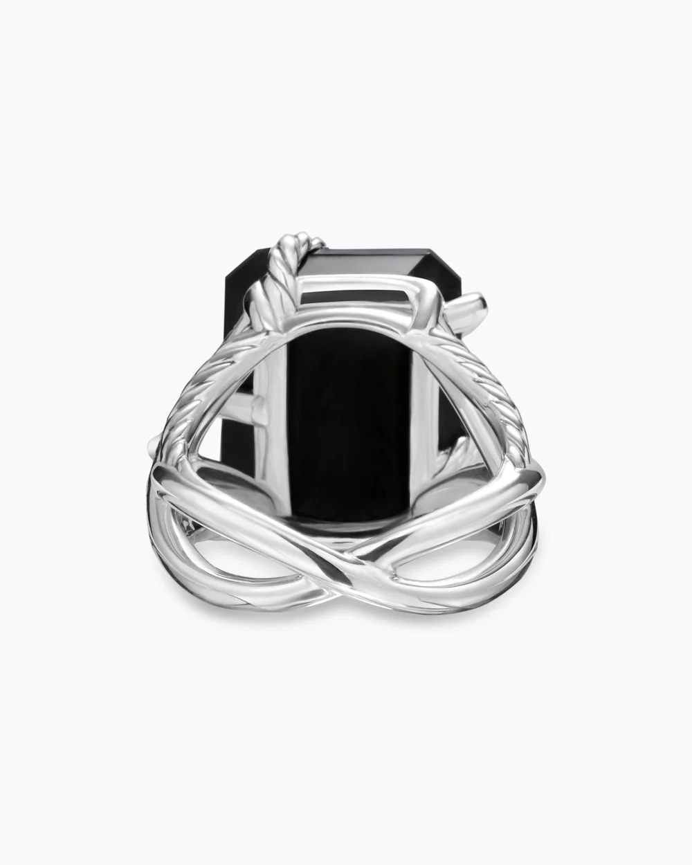Cable Wrap Ring Sterling Silver with Black Onyx and Diamonds