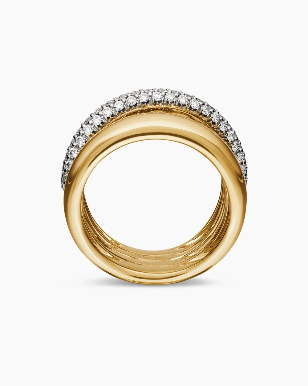 Pavé Crossover Five Row Ring 18K Yellow Gold with Diamonds