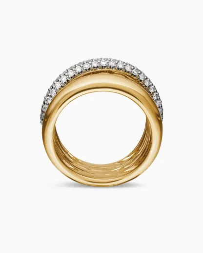 Pavé Crossover Five Row Ring 18K Yellow Gold with Diamonds