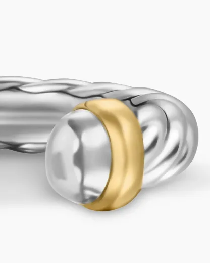 Petite Cable Ring Sterling Silver with 14K Yellow Gold
