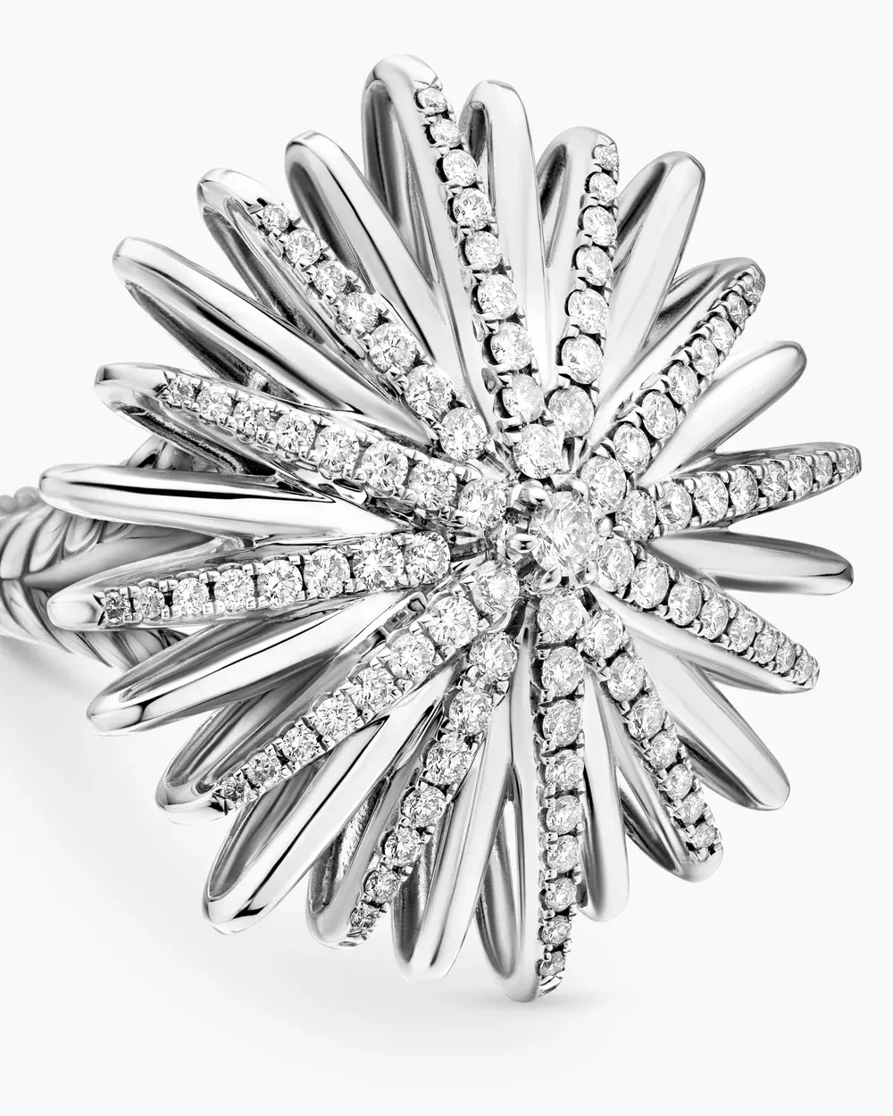 Starburst Ring Sterling Silver with Diamonds