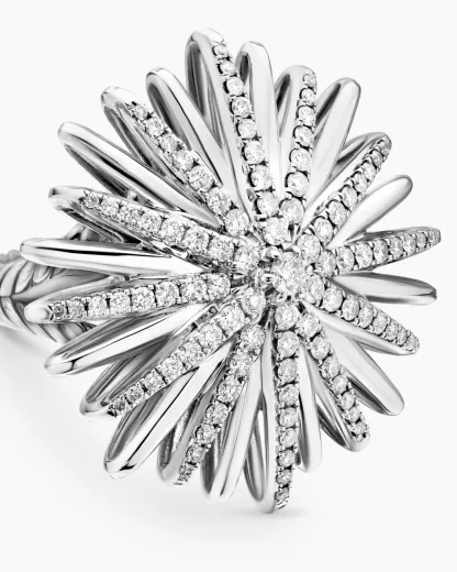 Starburst Ring Sterling Silver with Diamonds