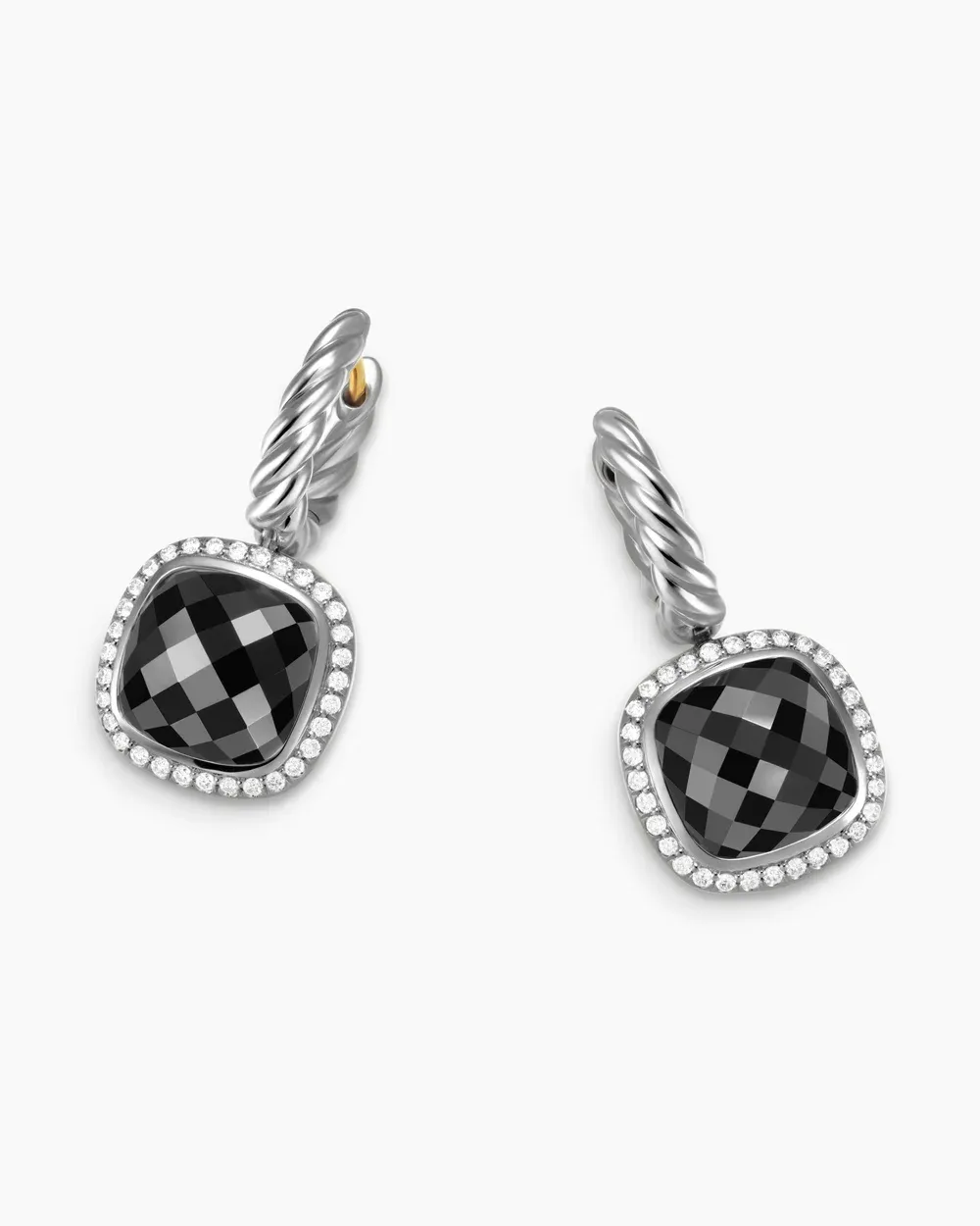 Albion® Drop Earrings Sterling Silver with Black Onyx and Diamonds