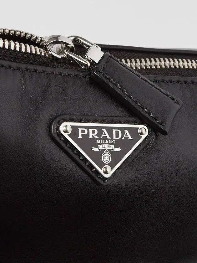 Triangle Logo Zip Crossbody Bag Soft Leather Small