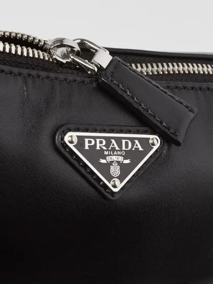 Triangle Logo Zip Crossbody Bag Soft Leather Small