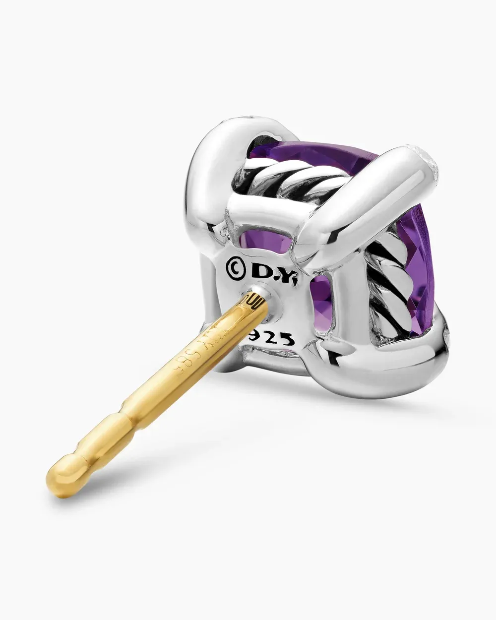 Petite Chatelaine® Stud Earrings Sterling Silver with Amethyst and Diamonds