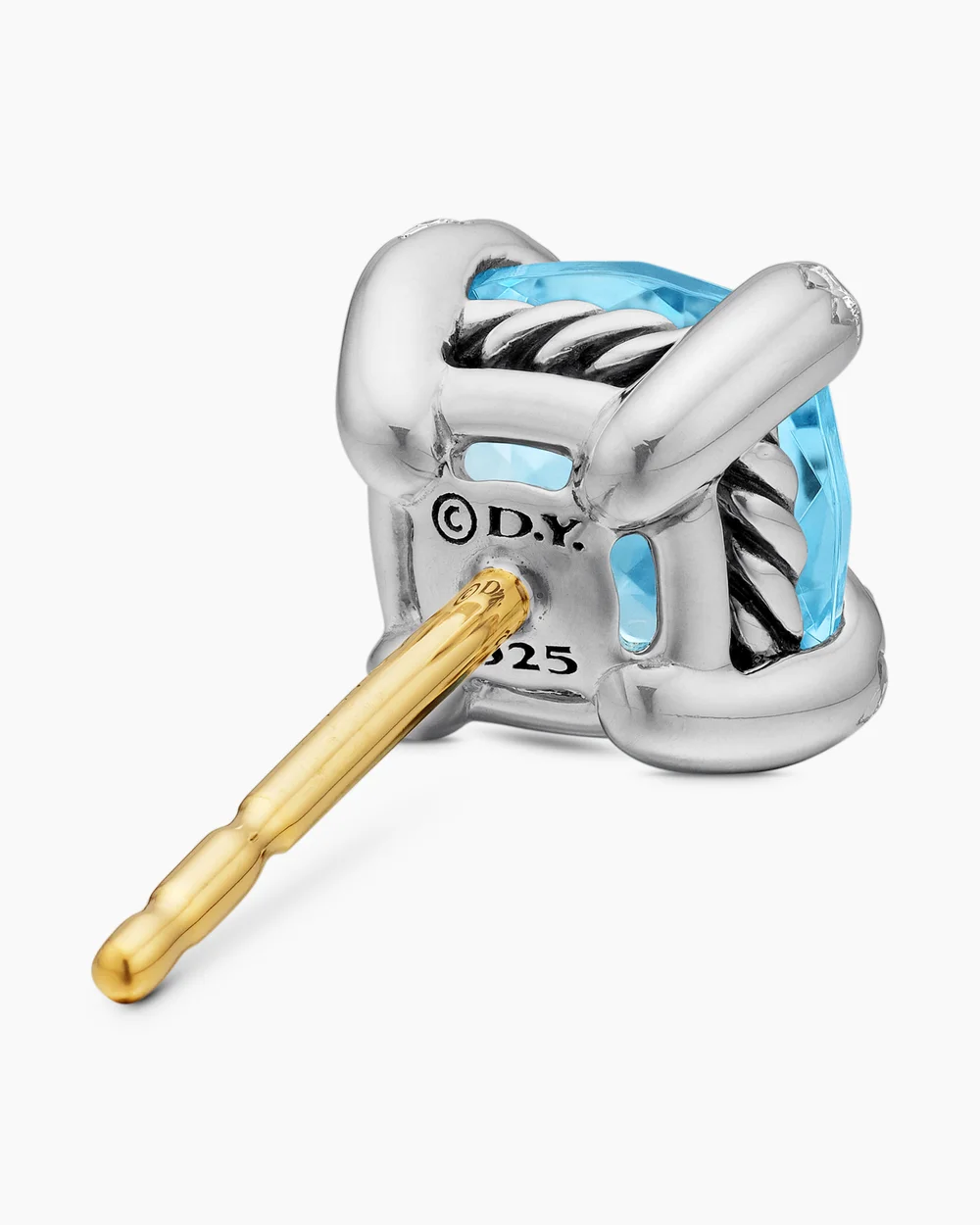 Petite Chatelaine® Stud Earrings Sterling Silver with Blue Topaz and Diamonds