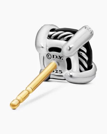 Petite Chatelaine® Stud Earrings Sterling Silver with Black Onyx and Diamonds