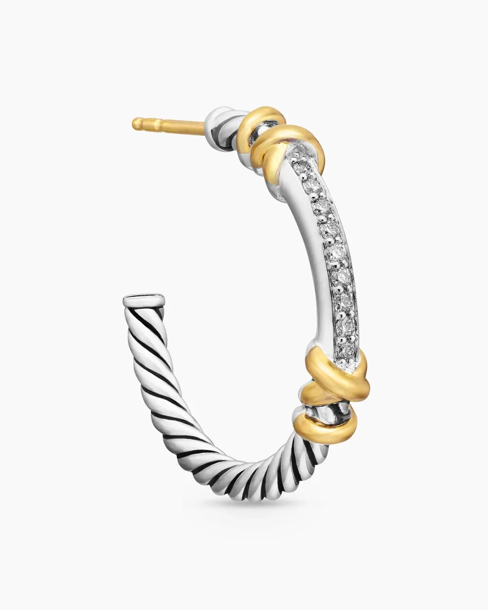 Petite Helena Wrap Hoop Earrings Sterling Silver with 18K Yellow Gold and Diamonds