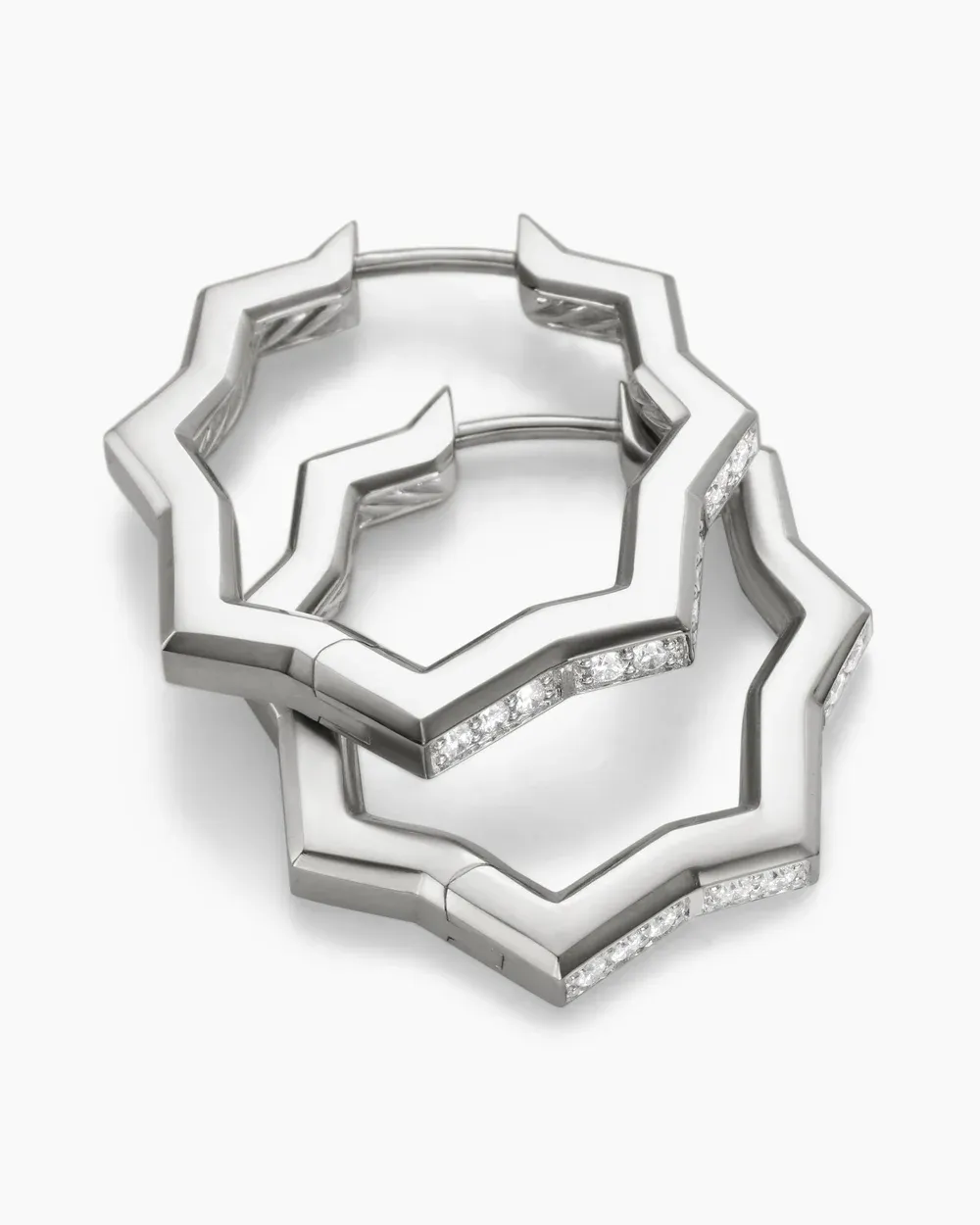 Zig Zag Stax™ Hoop Earrings Sterling Silver with Diamonds