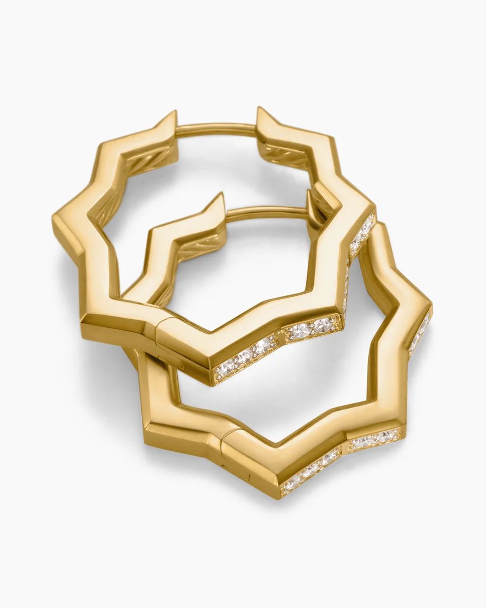 Zig Zag Stax™ Hoop Earrings 18K Yellow Gold with Diamonds