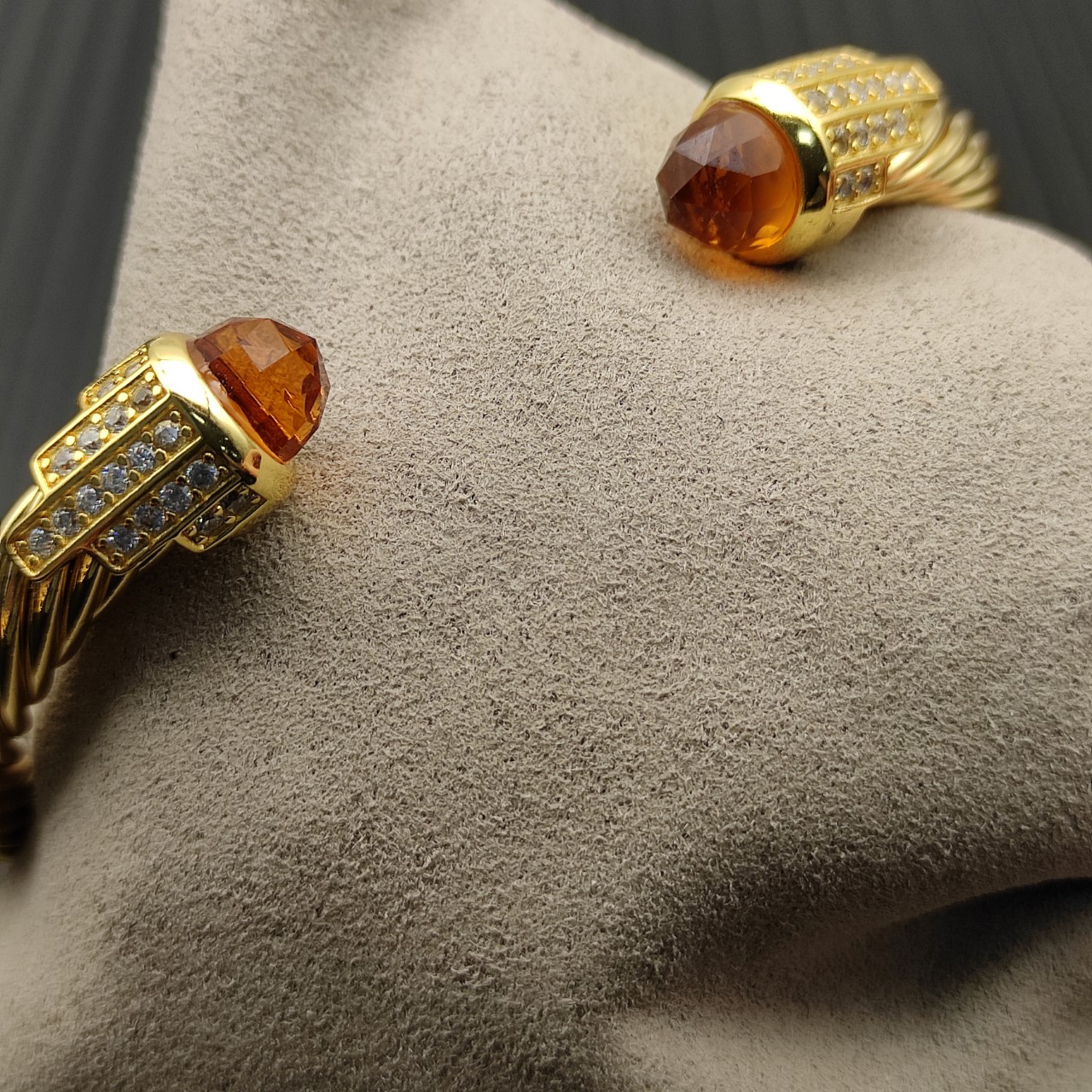 7mm Cable Bracelet with Champagne & Diamond Accents