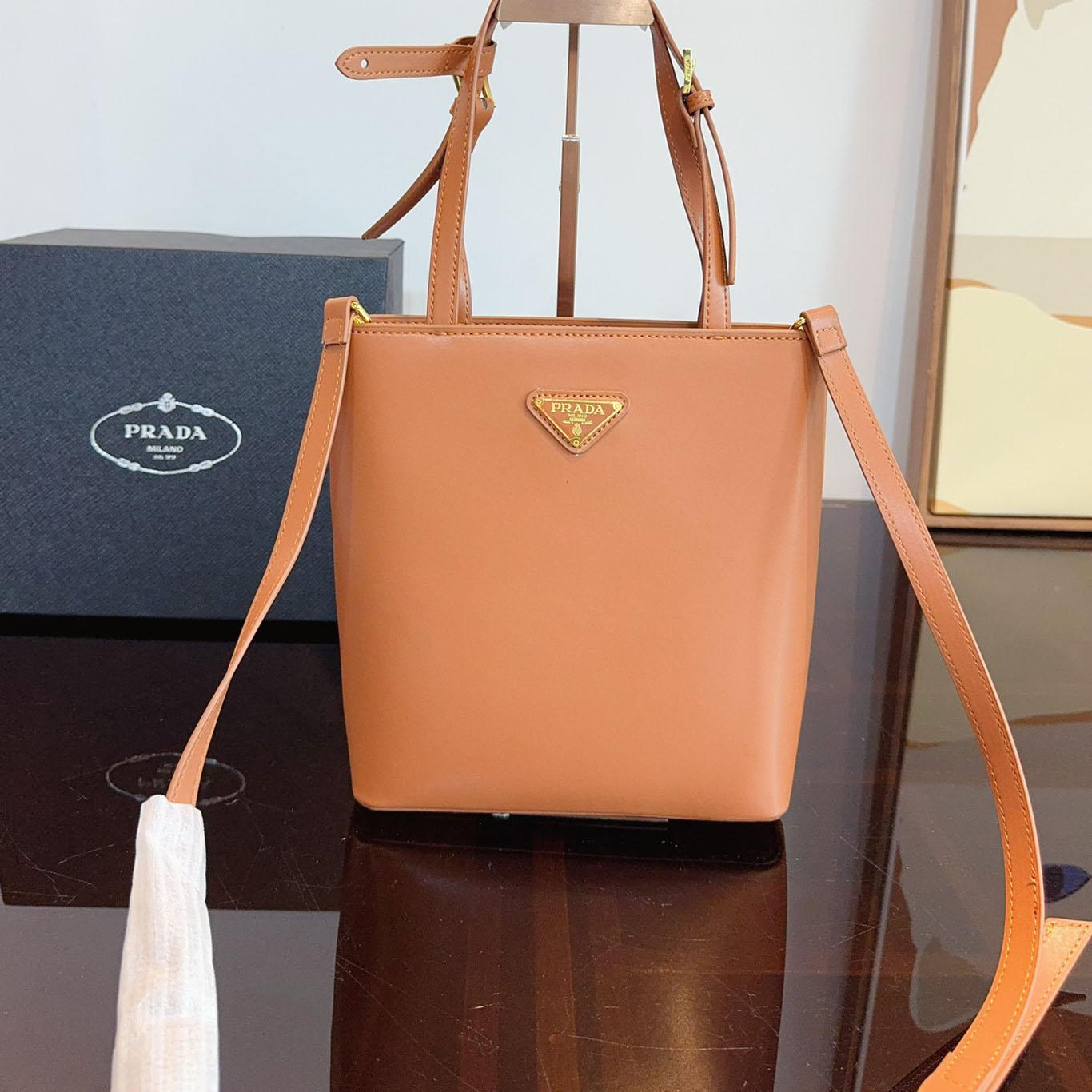 Saffiano Leather Prada Panier Bag