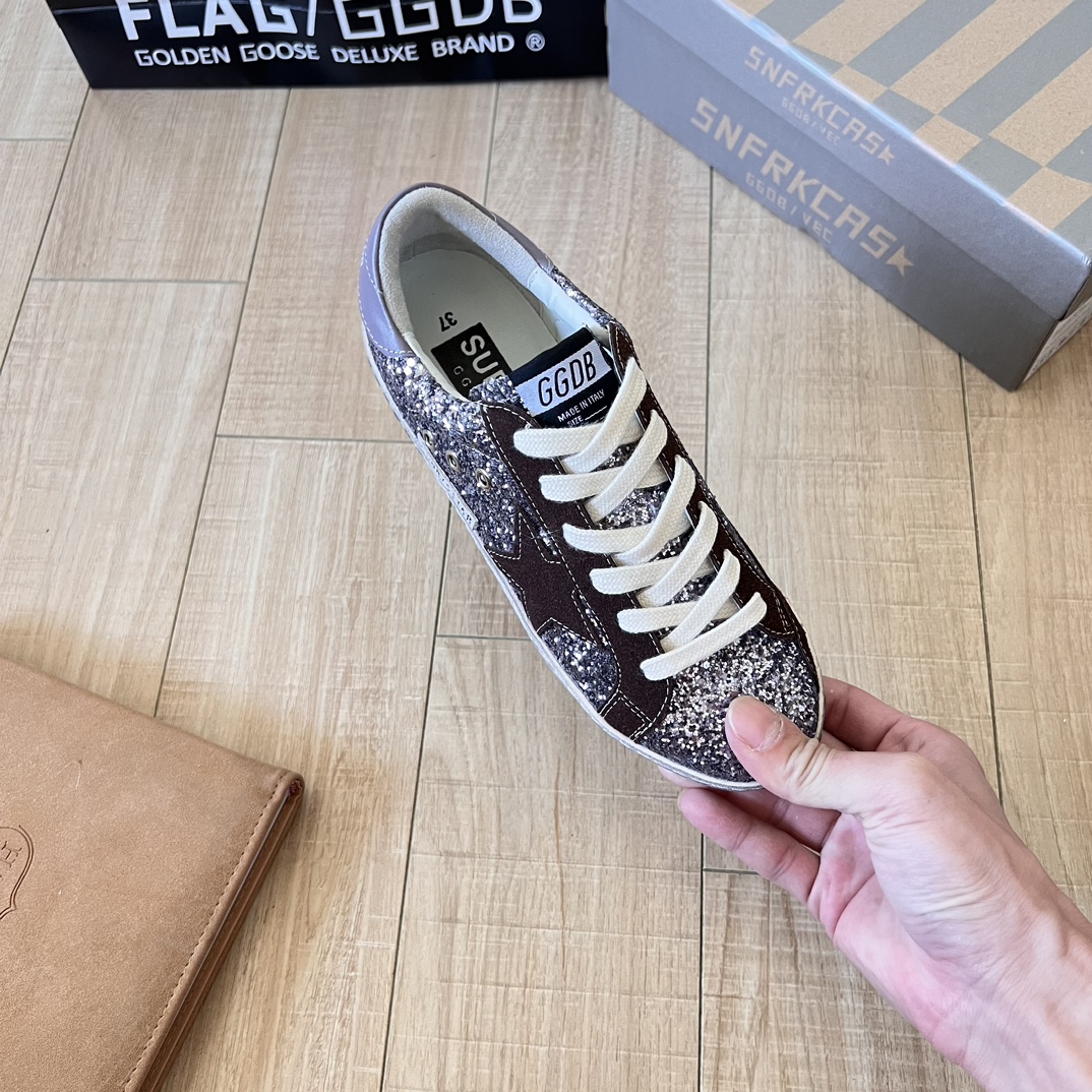 Deluxe Brand Black/Silver Glitter Superstar Sneakers