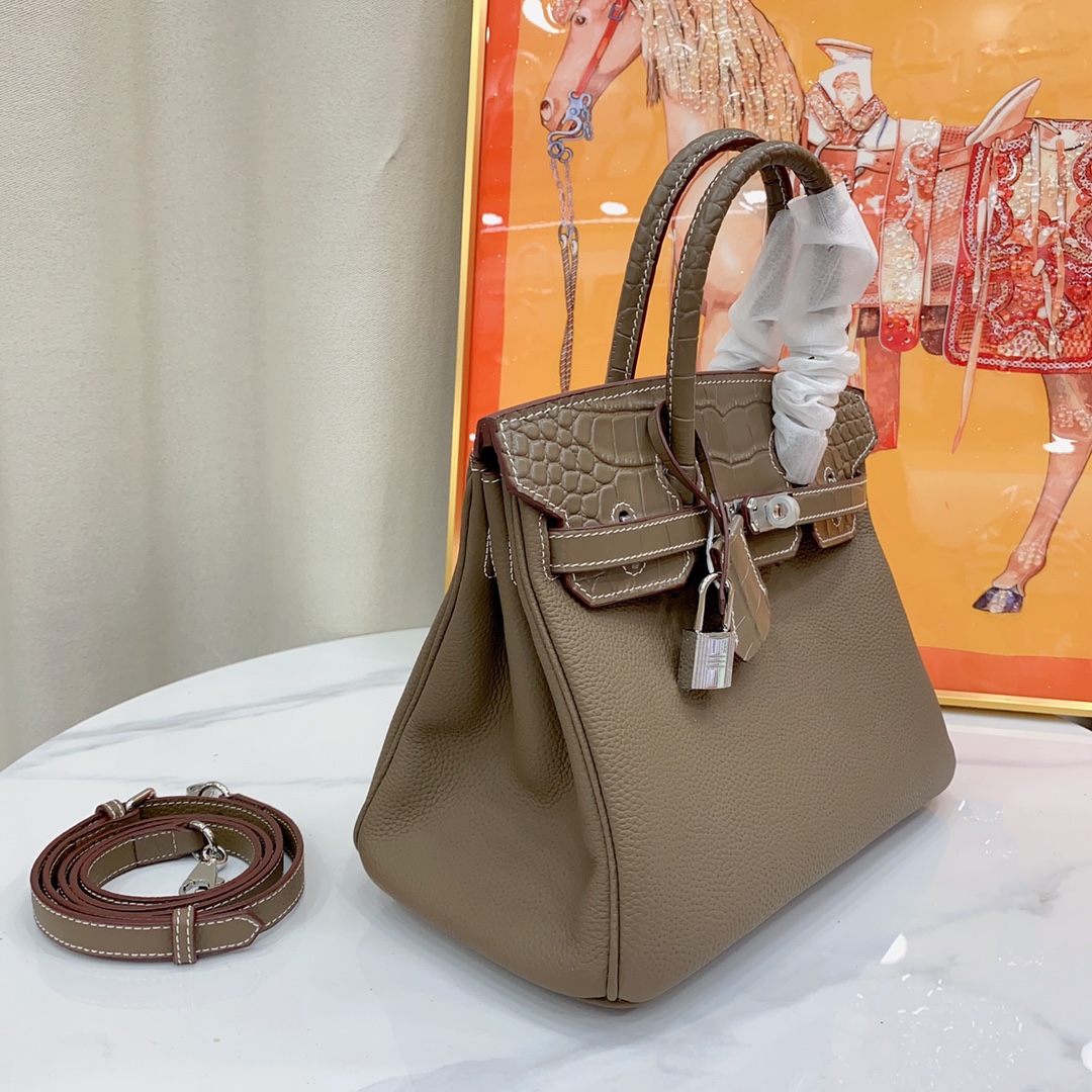 Herthtmes Togo Matte Alligator Birkin Touch 25/30 Gold