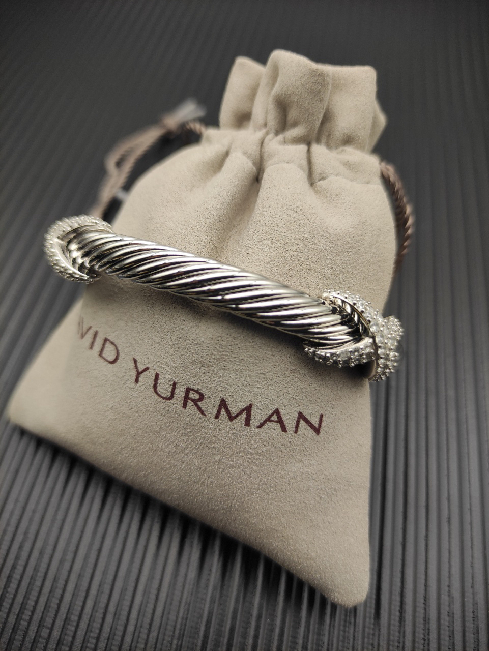 Dathtvid Yurthtman 18K 925 Diamond Cable Cuff Bracelet,7mm