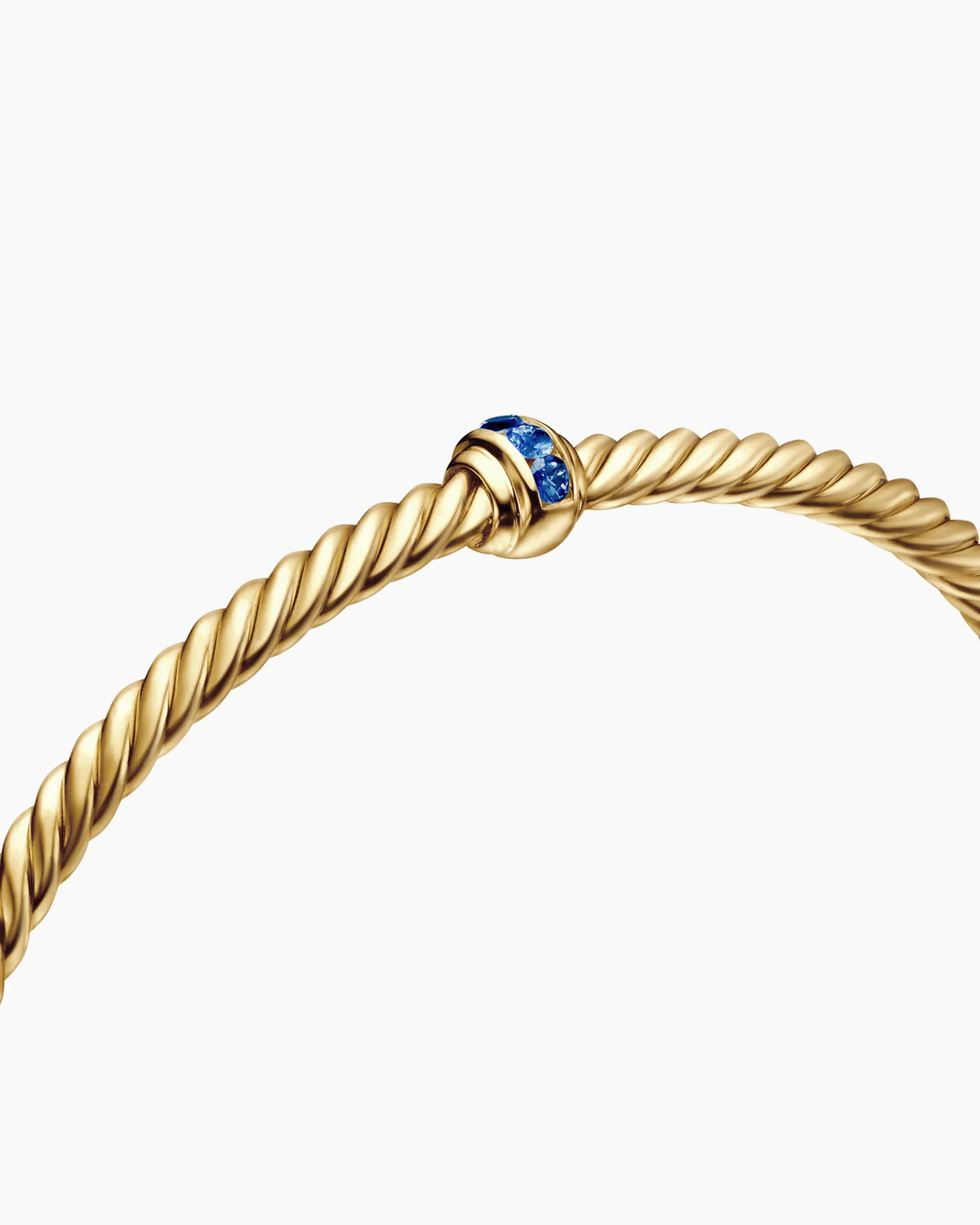 Classic Cablespira® Station Bracelet 18K Yellow Gold with Pavé Blue Sapphires, 3mm