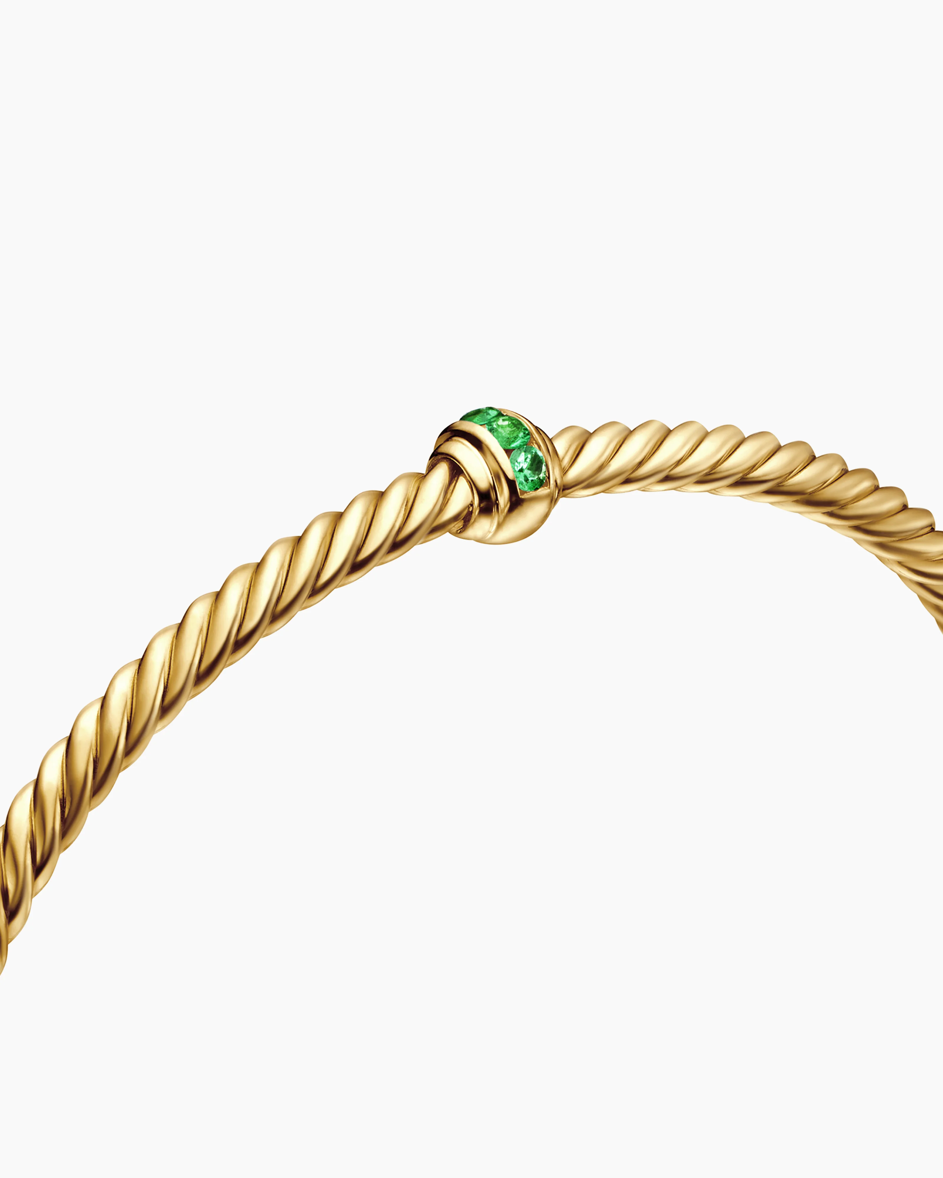Classic Cablespira® Station Bracelet 18K Yellow Gold with Pavé Emeralds, 3mm