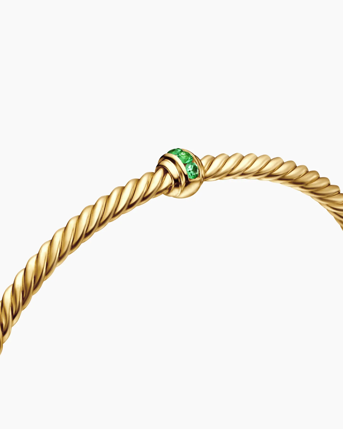 Classic Cablespira® Station Bracelet 18K Yellow Gold with Pavé Emeralds, 3mm