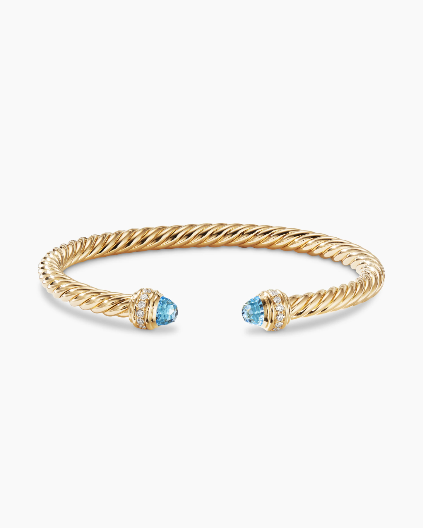 Classic Cablespira庐 Bracelet 18K Yellow Gold with Blue Topaz and Diamonds, 5mm