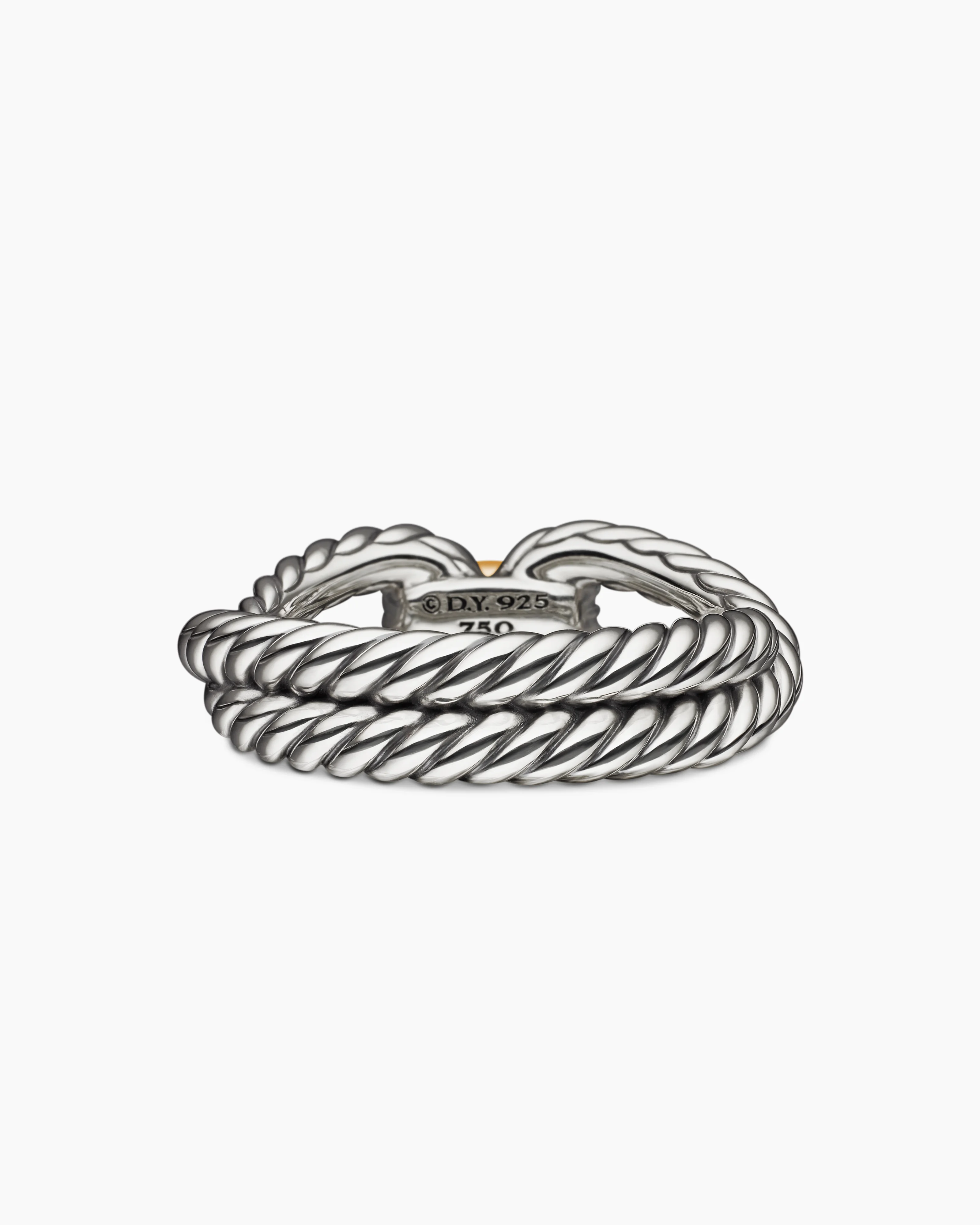 Cable Loop Band Ring Sterling Silver with 18K Yellow Gold