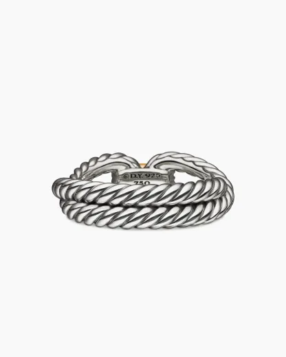 Cable Loop Band Ring Sterling Silver with 18K Yellow Gold