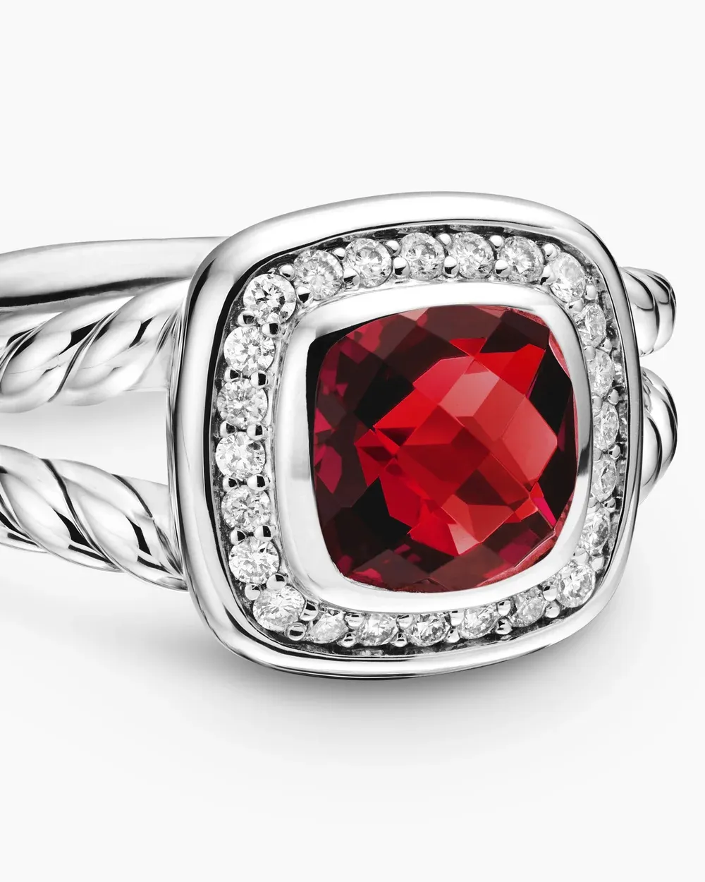 Petite Albion® Ring Sterling Silver with Garnet and Diamonds
