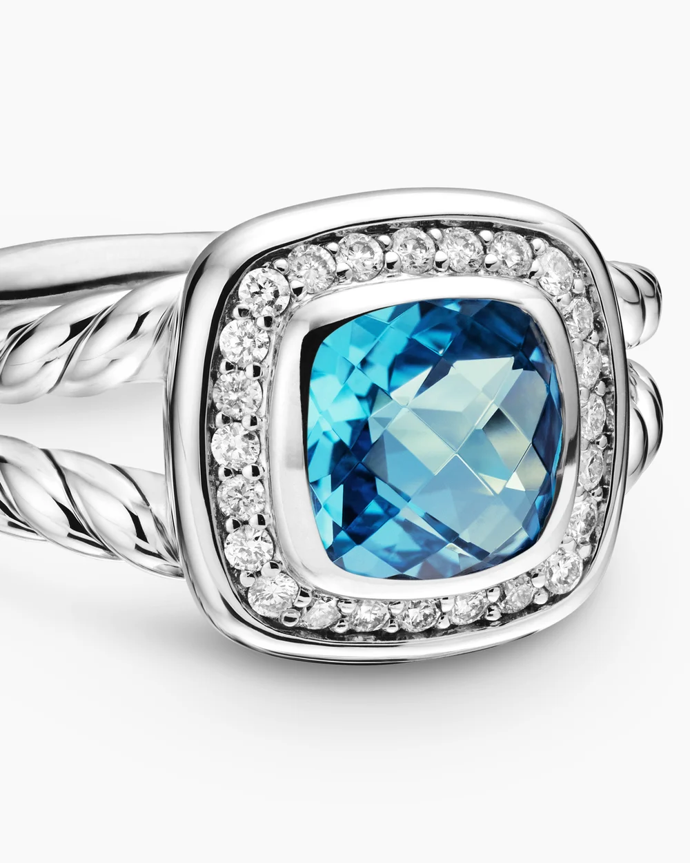 Petite Albion® Ring Sterling Silver with Blue Topaz and Diamonds