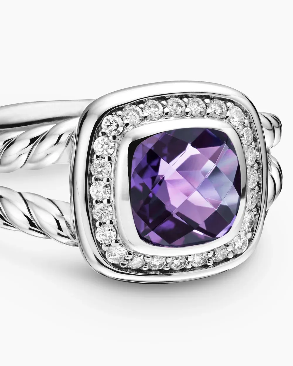 Petite Albion® Ring Sterling Silver with Amethyst and Diamonds