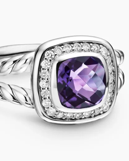 Petite Albion® Ring Sterling Silver with Amethyst and Diamonds