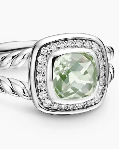 Petite Albion® Ring Sterling Silver with Prasiolite and Diamonds