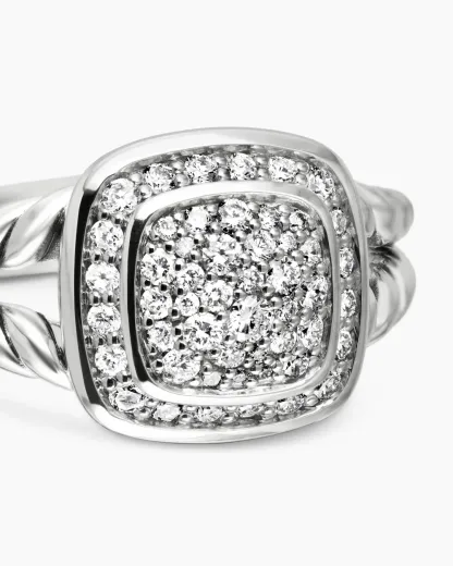 Petite Albion® Ring Sterling Silver with Pavé Diamonds