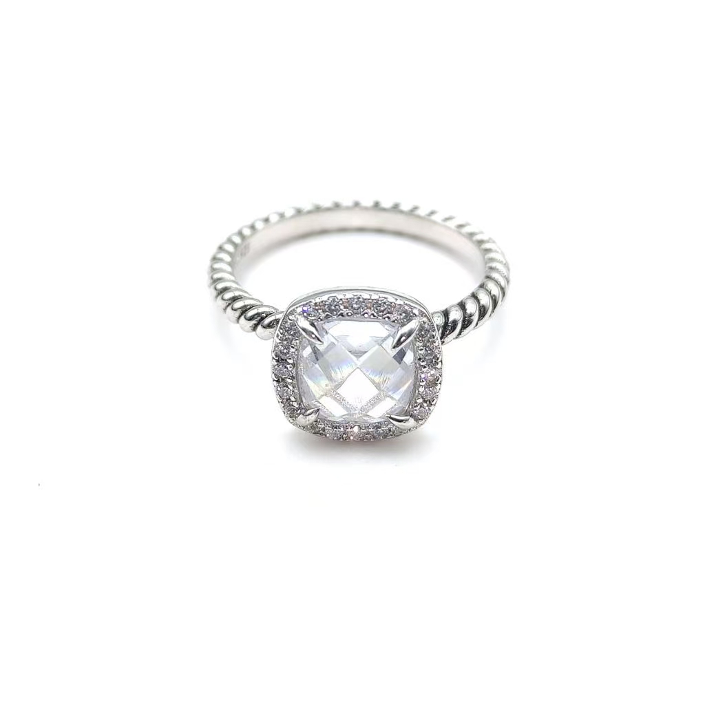 Petite Chatelaine® Pavé Bezel Ring Sterling Silver with White Topaz and Diamonds