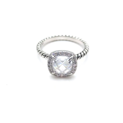 Petite Chatelaine® Pavé Bezel Ring Sterling Silver with White Topaz and Diamonds