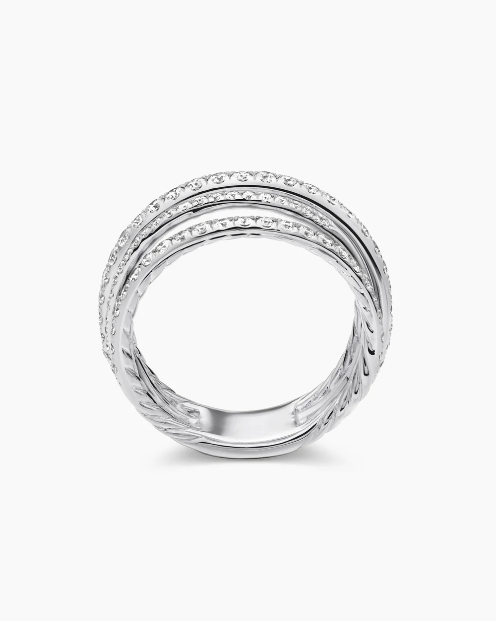 Pavé Crossover Ring 18K White Gold with Diamonds