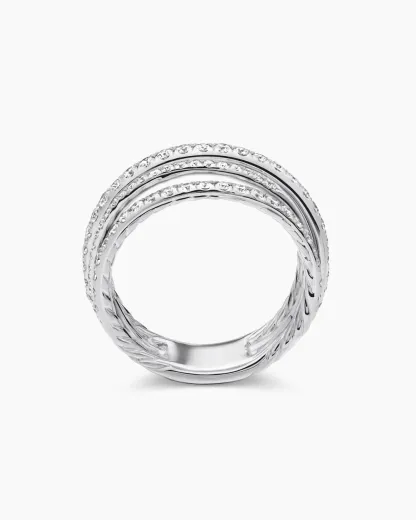 Pavé Crossover Ring 18K White Gold with Diamonds