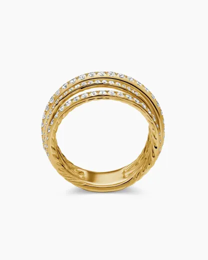 Pavé Crossover Ring 18K Yellow Gold with Diamonds