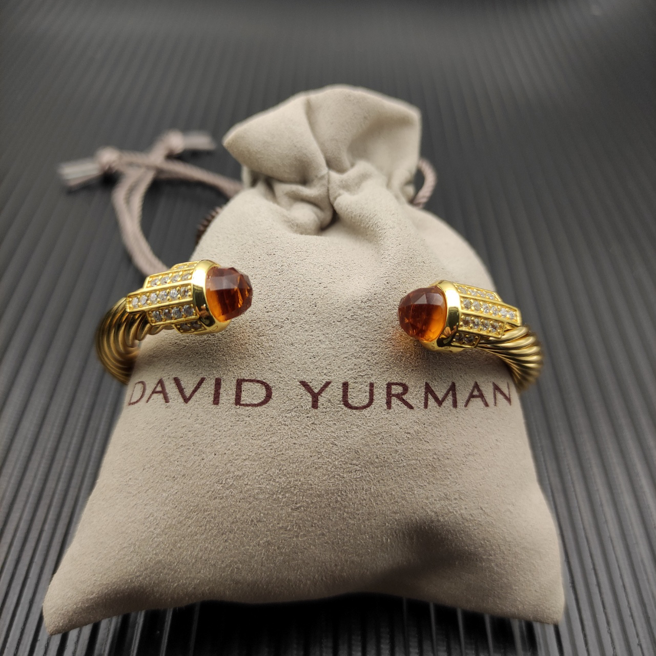 7mm Cable Bracelet with Champagne & Diamond Accents