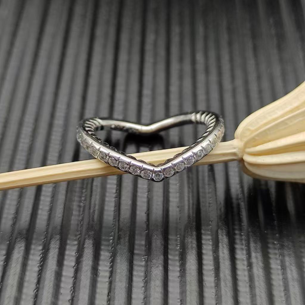 Cable Collectibles® Heart Stack Ring Sterling Silver with Pavé Diamonds