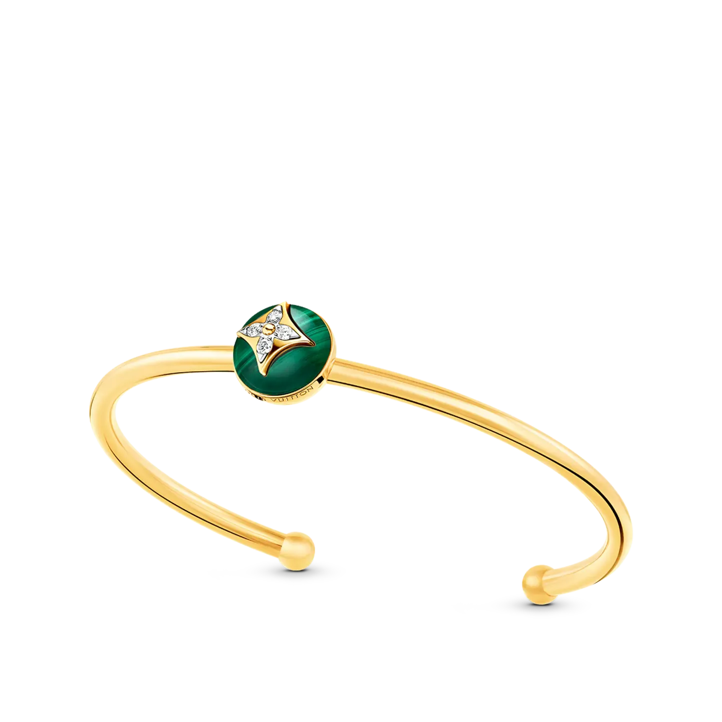 B Blossom Open Bangle, Yellow Gold, White Gold, Malachite And Diamonds