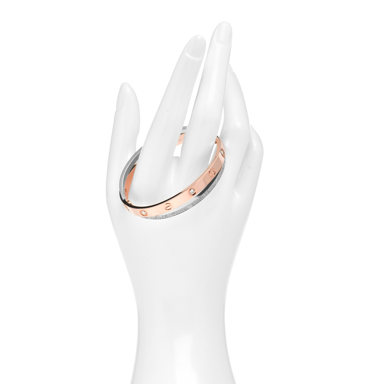 Carthttier 18K Pink White Gold Diamond Double LOVE Paved Bracelet